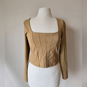 Abercrombie & Fitch Soft AF Tan Corset Long Sleeve Top Women's Sz M.
